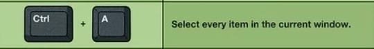 يُستخدم اختصار Ctrl + A لتحديد جميع الملفات أو النصوص الموجودة في نافذة معينة. يساعدك هذا الاختصار في توفير الوقت عند التعامل مع كميات كبيرة من البيانات.