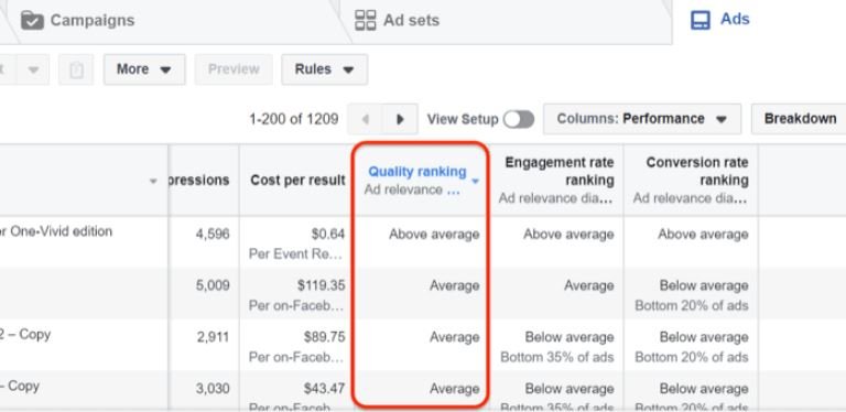 account quality facebook ads